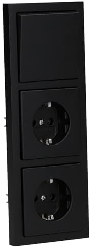 Busch-Jaeger future linear Steckdosen & Wechselschalter-Set 3-fach | 2× 20 EUC-885 SCHUKO Steckdose + 1× 2000/6 US Wechselschalter + 1786-885 Wippe + 1723-885K Rahmen