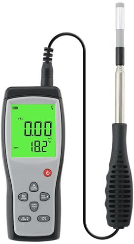 MObyat Wind Speed Gauges, Handheld Thermal Anemometer with Large LCD Display, Wind Speed/wind Temperature/air Volume/data Storage/Measuring Range: 0.05~30.0m/s, for Environmental Protection