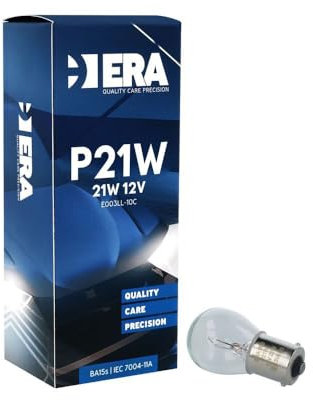 ERA Energía Renovable de América Lampadine Alogene P21W 12V 21W BA15s – Set 10 Pezzi – Attacco Standard per Auto – Ideali per Luci Stop, Retromarcia e Indicatori