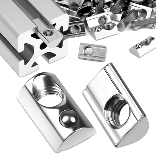 sturiz 40 st ändemutter M5, 8 T-spårskruv, 40-serie M5, aluminiumprofil, 40 x 40, förkrommad kolstål, glidmutter med fjäderkula för aluminium C-profil, 3D-skrivare, CNC-Europanorm