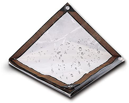 Telone trasparente resistente, impermeabile da 5,5 mm, con occhielli in metallo, copertura resistente alle intemperie per serre, gabbie per animali domestici, uso esterno (9 x 12 m)