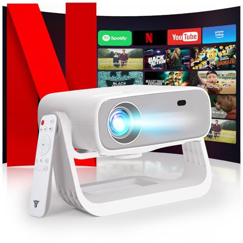 Wielio 2025 New Smart Projector Built-in Apps, Android 11, Native 1080P 4K Supported WiFi 6 Bluetooth 5.2, 680 ANSI, Low Fan Noise (<30dB), Home Cinema Projector for iOS/Android/PS5