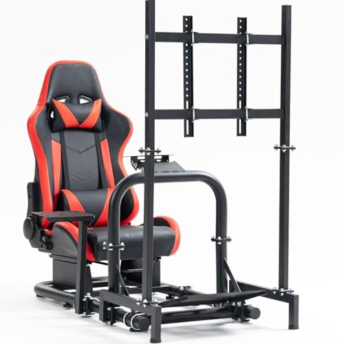 Anman Racing Simulator Cockpit mit rotem Sitz passend für Logitech G29 G920 G923, für Thrustmaster T300RS TX, für Fanatec Shifter & Pedale Nicht Enthalten