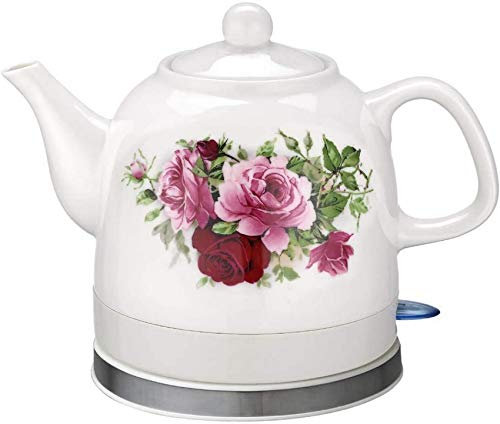 HNVBDOPAE Bollitore Elettrico in Ceramica Senza Fili, Teiera Retrò, Brocca da 1,2 L, Base Rimovibile da 1200 W, Funzidi Asciugatura/Bollitura/B