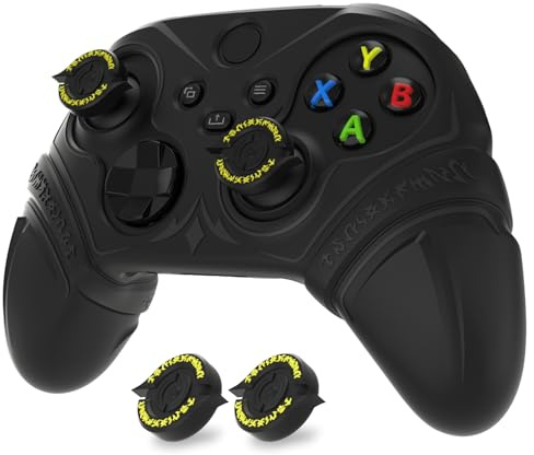 PlayVital Handkontrollfodral för Xbox Series X/S med Joystickskydd & Klistermärke,Skyddshölje för Xbox Core Controller Halkfritt/Stötsäkert Skal–Svart(Runes Edition)