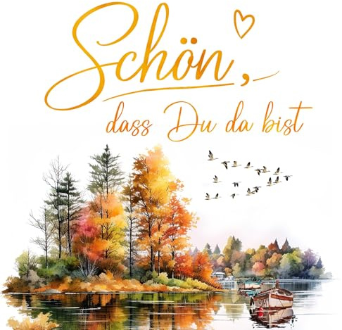 20 herbstliche Servietten Herbst Herbstsee als Tischdeko mit Spruch Schön dass Du da bist. Papierservietten Motiv See Herbstservietten Natur Geburtstag Thanksgiving. Auch für Serviettentechnik 33x33cm