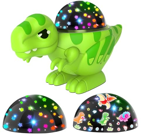 Syzplnwy Veilleuse dinosaure pour enfants – Projecteur d'étoiles rotatif à 360° avec 16 modes d'éclairage, projecteur de plafond pour chambre à coucher pour cadeau d'anniversaire et décoration de