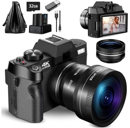 YVAAASIYC Compact Digital Photography Camera 4K WIFI WebCam Vintage Vlog Video Recorder 48MP Camcorder 16X Zoom