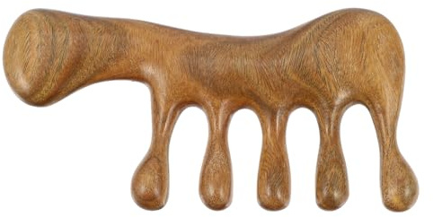 Veemoon Peine Masajeador de Madera Natural Peine Multiusos de Cinco Dientes sin Mango Cepillo para Masaje de Cuero Cabelludo y Cuidado Meridiano Herramienta Tradicional para Cabello