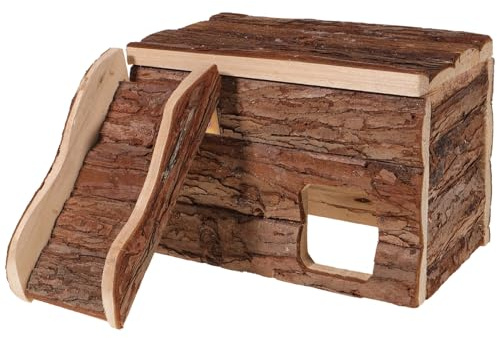 POPETPOP Maison Bois pour Hamster et Rongeurs Abri Confortable et Résistant pour Chinchillas Hérissons Cochons Nid Ludique pour Petits Animaux Petit Modèle