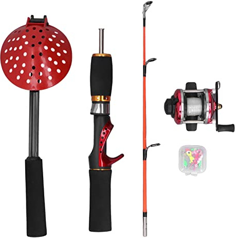 Fockety COMBO CANNA DA PESCA SUL GHIACCIO, CANNA DA PESCA TELESCOPICA PORTATILE DA 22 POLLICI E MULINELLO COMBINATO COMPA