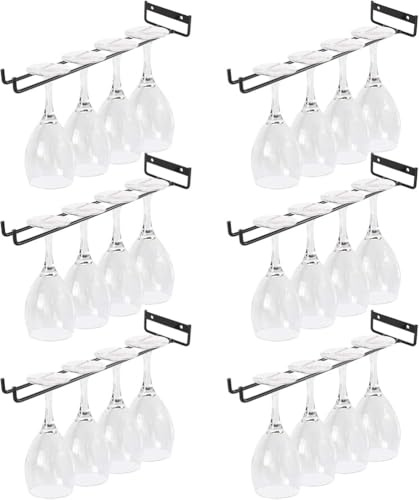 Lnwwrv Portabicchieri per Vino da 6 Bottiglie, portabicchieri da Parete in Metallo, Ottimo per Bar e Cucina, Nero, 30 cm