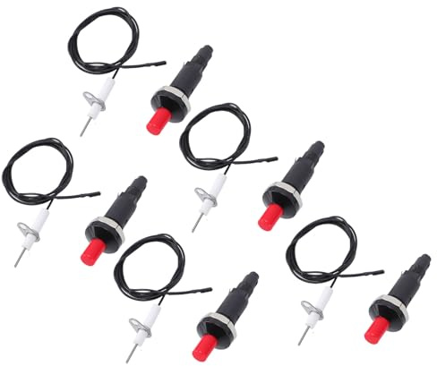 Kikumi 5 Juegos de Encendedores Piezoeléctricos para Parrilla, 1 Salida 2 Encendedor de Plástico PP con Cable Largo y Aguja de Encendido, para Estufa de Gas, Horno, Cocina