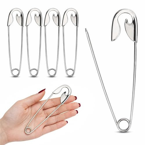 4 Stück Große Sicherheitsnadeln 140mm Metall Sicherheitsnadel Silber für Decken Wolldecken Kleidung Stoffe