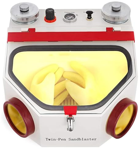 Sableuse dentaire avec contrôle à pédale, lumière LED et grande fenêtre de vue, équipement de sablage fin pour utilisation en laboratoire