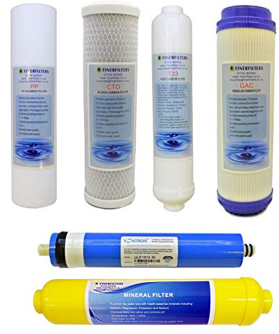 Finerfilters Potable Water Filter 6 Stage Reverse Osmosis Replacement Pack with 50GPD RO Membrane