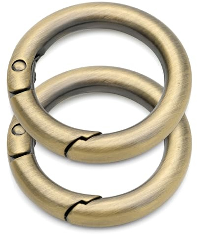 CRAFTMEMORE 2 x 3,8 cm O-Ringe, Schnappclip, Federöffnung, O-Ring-Karabiner, Schlüsselanhänger, runder Verschluss, Schnalle, Geldbörse, Hardware, SCOS (gebürstetes Messing)
