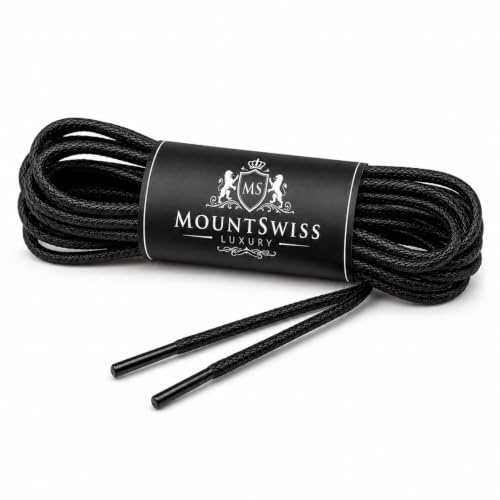 Mount Swiss Business Schnürsenkel dünn rund gewachst Anzugschuhe | Gewachste Baumwolle, wasserabweisend & reißfest, ø 2-3 mm - Schuhbänder / shoe laces für Oxford, Derby, Lederschuhe