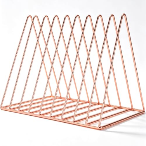 HERCHR Zeitschriftenhalter, Rose Gold Magazine Rack File Book Organizer für Couchtisch, Beistelltisch, Wohnzimmer, Rezeption, Badezimmer