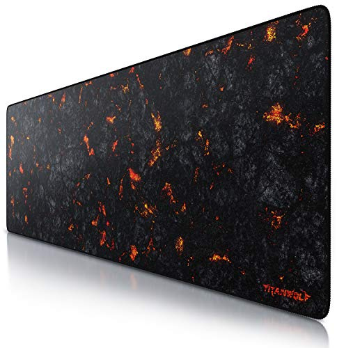 TITANWOLF - Extra Large Gaming Mouse Mat 1200x400mm Oversize - XXL Mouse Pad with motif - Desk Pad XXXL Extended – For Precision and Speed - Non-Slip Rubber Base – For Mouse and Keyboard - Lava