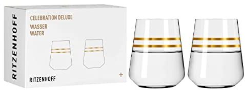 Ritzenhoff 6141003 Bicchiere da acqua 400 ml - Serie Celebration Deluxe Set No. 3-2 pezzi con oro vero - Made in Germany