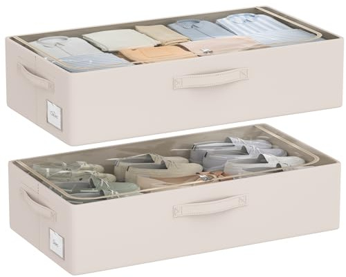 Under Bed Storage Bins Frame Storage Box Oxford Fabric Sturdy Underbed Container Foldable Stackable Large Capacity Clothes Organizer