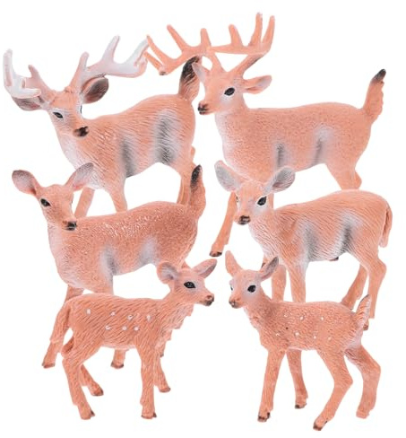 Beavorty Waldtiere Figuren 6 Stück Waldtier Hirschfiguren Spielzeug Waldtier Figur Miniatur Spielzeug Weihnachtsdekoration