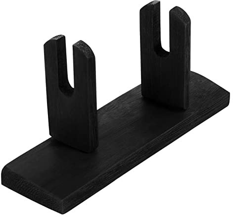 Warmhm Folding Fan Stand Holder Japanese Wooden Handheld Fan Display Stand Hand Fan Storage Rack Display Base (Black)