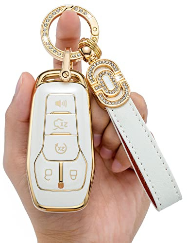 LJMTBKAN TPU Key Fob Case Cover Suitable for 2013-2016 Ford Fusion 2015-2017 Ford Mustang F-150 Explorer Smart Key Fob