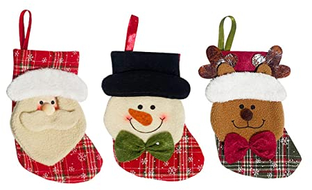 Vivi Idee Nikolausstrumpf 20cm 3er Set Weihnachtsstrumpf Nikolausstiefel Weihnachtssocken Kamin Christmas deko Christmas Stocking
