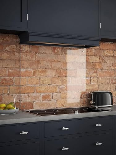 Generic Toughened Glass Kitchen Splashback with Satin, Clear Glass, 900mm | Includes complete fixing kit and pre-drilled 6mm panels to shield brickwork or wallpaper from cooker heat.