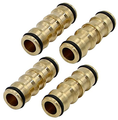 Hydrogarden 4 Packungen Messing Doppelstecker Gartenschlauch Schlauchverbinder (Messing Doppelstecker Verbinder)