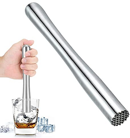 pegzherx Professional Drink Muddler Fruit Ice Crusher Bar Tools Stainless Steel Muddler Bar Tools for Mint and Other Fruit Based Drinks