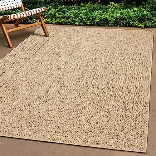 Teppich-Traum In- & Outdoor Teppich Jute-Optik Beige Braun 240x340 cm | Pflegeleicht, UV-beständig, robust und langlebig, flach gewebt, für Balkon, Terrasse, Dachterrasse, Garten und Wohnbereich