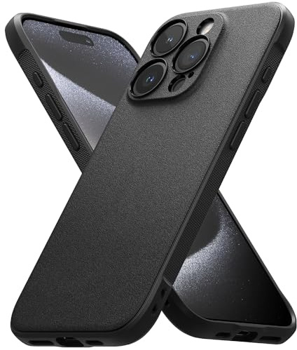 Ringke Onyx for iPhone 15 Pro Max Case [Anti-Fingerprint Texture] Slim Lightweight Protective Cover with Full Coverage Camera Protection & Non-Slip Side Grip - Black