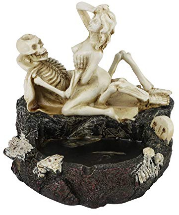 Gothic Skull Ashtray Ornament - Novelty Cigar Ash Tray, Creative Halloween Decoration, Quirky Skeleton Figurine Sculpture, Craft Accessories for Car and Home Decor