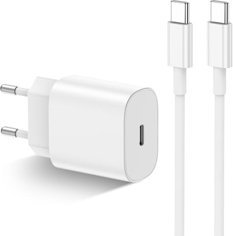 USB C Ladegerät Ladekabel für iPhone 17/17 Air/16 Pro/16 Pro Max/16 Plus/15 Pro/15 Pro Max/15 Plus, iPad, MacBook, Samsung, 20W USB C Power Adapter Schnellladegerät mit Schnellladekabel 2M