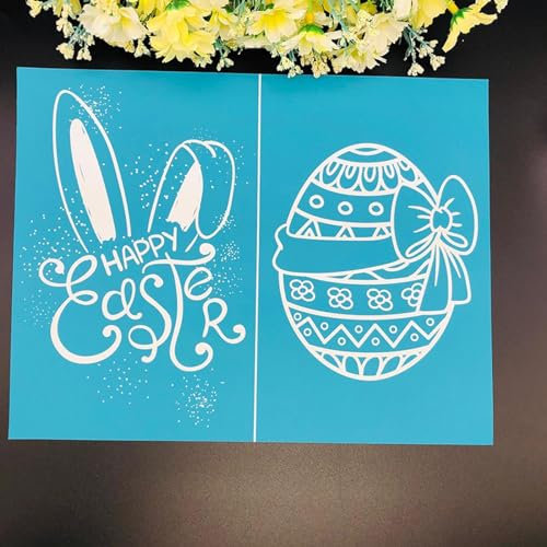 Siebdruck-Kit,22x28cm Ostern Dekor Mesh Bildschirm Schablonen Selbstklebende Siebdruck Druck Schablone Osterhase Ostereier Drucken F