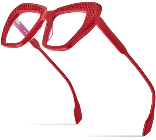 MUTYNE Hohles Acetat-Brillengestell für Damen, Cat-Eye-Brille, Cateye-Brille, rot, Einheitsgröße