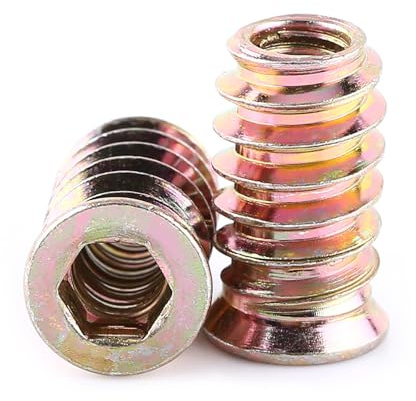 20 Stück Einschraubmutter Einpressmuttern Gewindehülsen Einschraubhülse Schraubverbindungen Zinklegierung Möbel Hex Antrieb Nuss Gewindeeinsatz Holzeinsatz Muttern Sortimentfor Wooden Möbel (M6*20mm)
