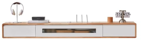 Étagère Flottante pour sous la télévision,Meuble TV Flottant,Petit Meuble TV Moderne avec 2 tiroirs,Console multimédia Murale,pour Chambre à Coucher,Salon (Couleur: Blanc-B,Taille: 120 cm)