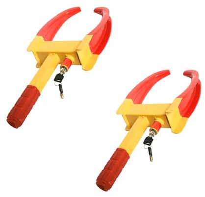 Cathpetic 2PCS Bullhorn Parkkralle，Anhänger diebstahlschutz，Skalierbar Und Kreativ Reifensperre Für Autos，Schließzylinder Aus Messing Radkralle Für Anhänger Für Autos,Geeignet Für Autos Und Motorräder