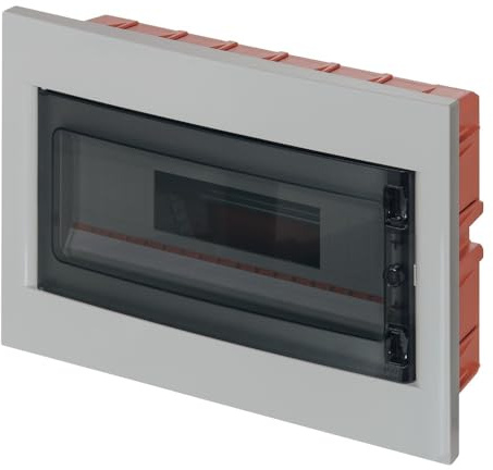 Centralino ad incasso, 18 moduli, con morsettiera 6x10mm, grigio, IP40, sportello in policarbonato fume' - Elettrocanali EC63018E