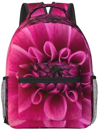 SGZLZBWK Sac à dos souple confortable imprimé dahlia rose pour étudiants, sac à dos souple pour adolescents, sacs à livres primaires pour filles et garçons, Noir , taille unique