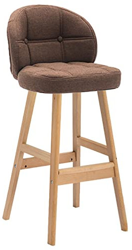 YinhaFongeu Massivholzstuhl Home Restaurant Küche Rezeption Barhocker mit Sackleinenauflage und Rutschfester Unterlage, Sitzhöhe 75 cm (Farbe: Braun)