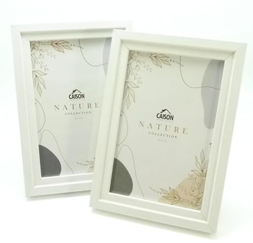 Marcos de Fotos Lena de Madera y Cristal Para Fotos de 13x18 cm Con Pie y Enganche de Pared. Marco de Fotos Para Decorar Muebles, Oficinas o Pared. Pack de 2 Portafotos De Diseño Moderno. Blanco 13x18