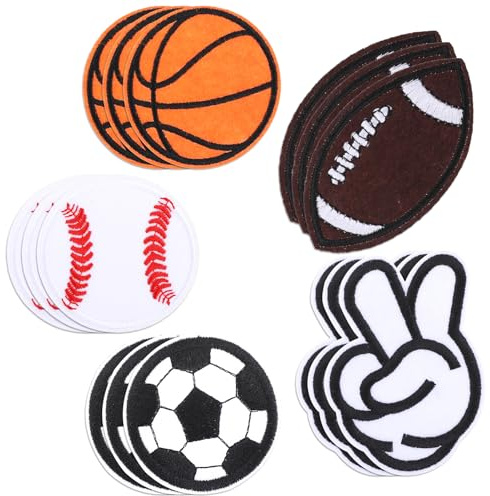 Yolev 15 Pcs Ball Iron on Patches Baseball Football Basketball Soccer Ball Sew on Patches Iron on Patches for Clothing Jacket Backpack Jeans Hats Clothes DIY Patches