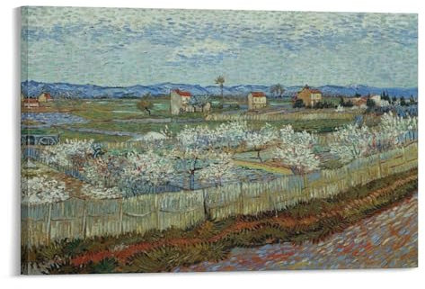 Pfirsichbäume in Blüte von Vincent Van Gogh, Wandkunstdrucke, Poster, Leinwand, Wandkunstdrucke, Poster, Foto, Gemälde, Poster, Raumdekoration, 20 x 30 cm
