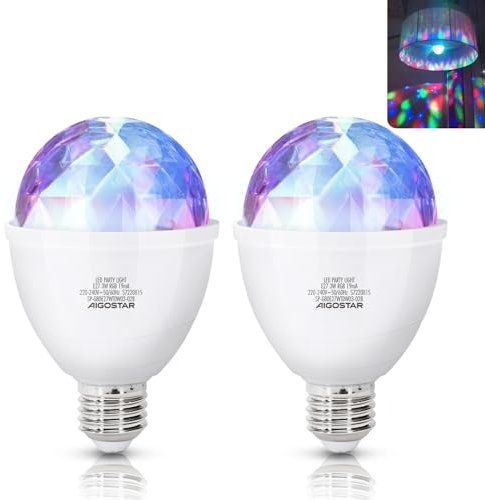 E27 Disco Bulb with 360° Rotation, Aigostor RGB 3W LED Party Light Ball for Halloween, Christmas, Birthday, Dance Parties Kids Adults