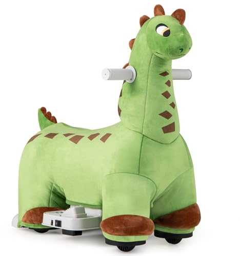 OLAKIDS Ride on Toys, 6V Electric Battery Powered Electric Ride on Dinosaur with Music, Padded Seat, Forward, Foot Pedal, Wheels, Riding Horse Toy for Boys Girl Aged 3+